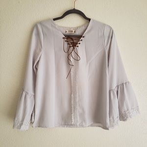 White Flare Sleeve Top